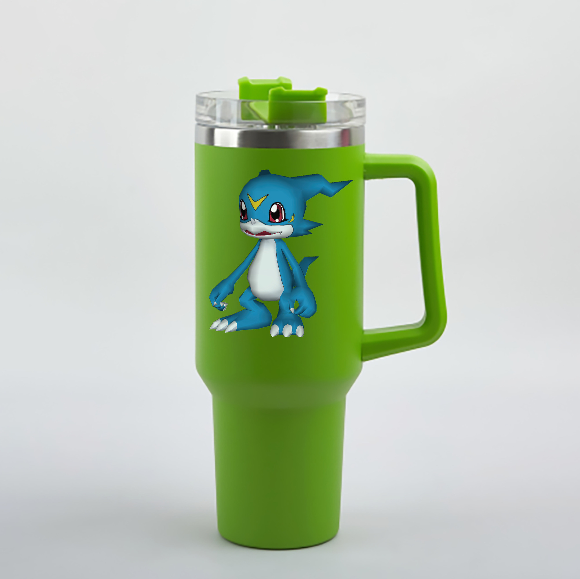 （画像用） Digimon デジタルモンスター/デジモン 1200mL車用タンブラー - クリスタルステッカー（プラスチックストロー付き）